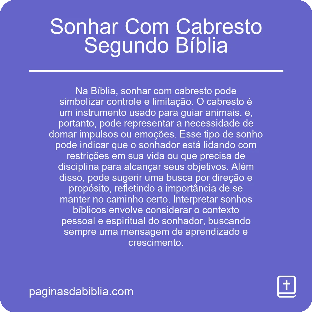 Sonhar Com Cabresto Segundo Bíblia