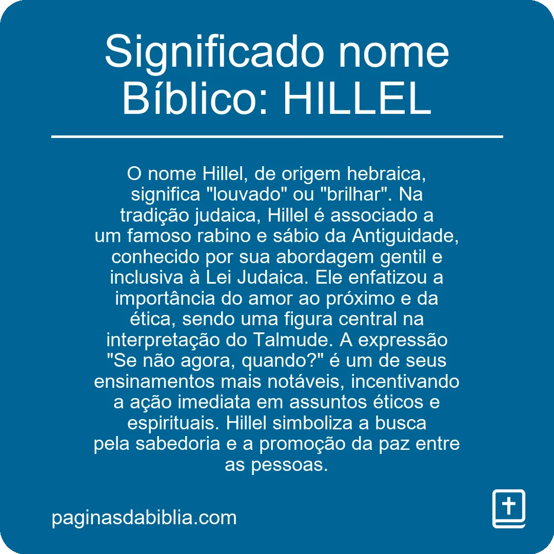 Significado nome Bíblico: HILLEL