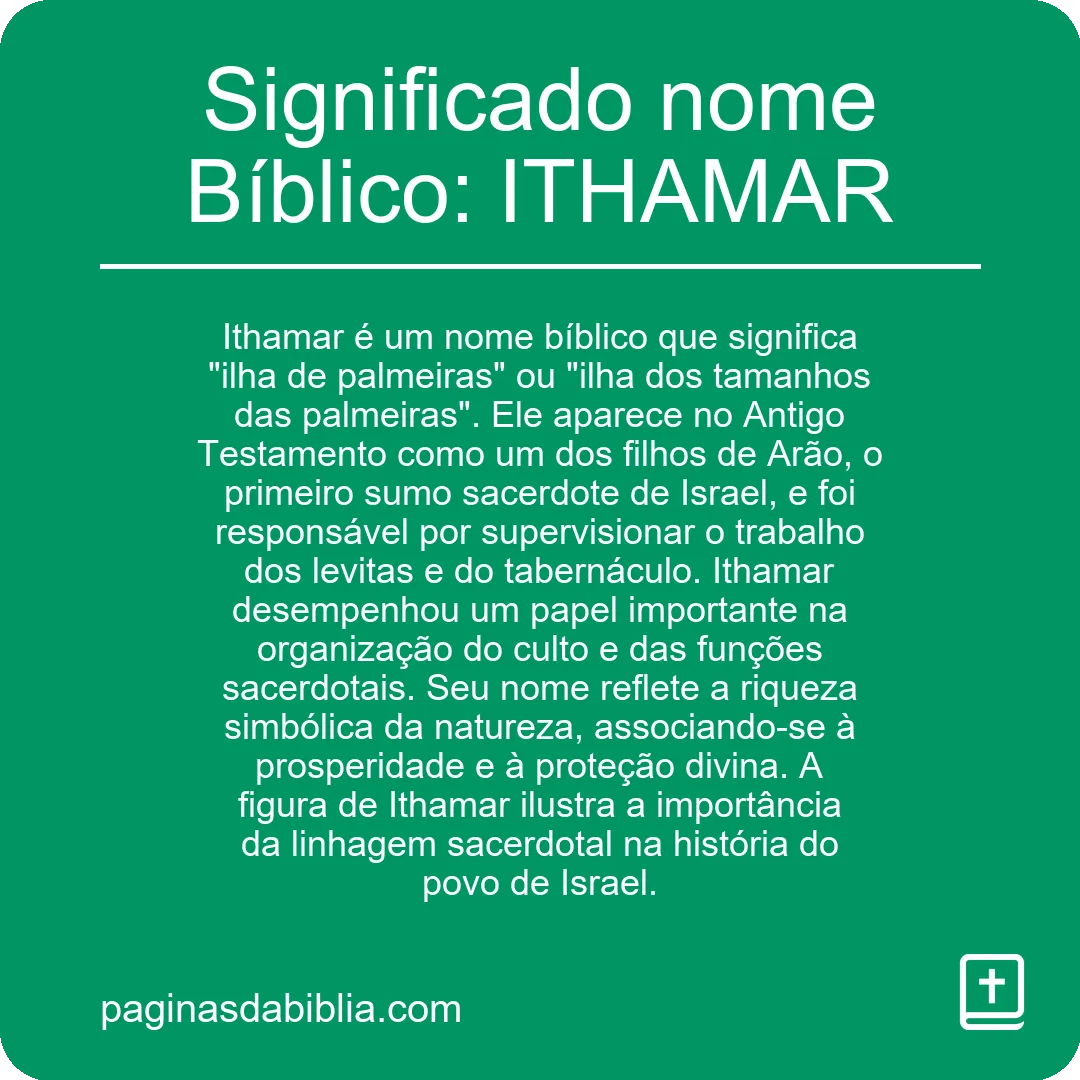 Significado nome Bíblico: ITHAMAR