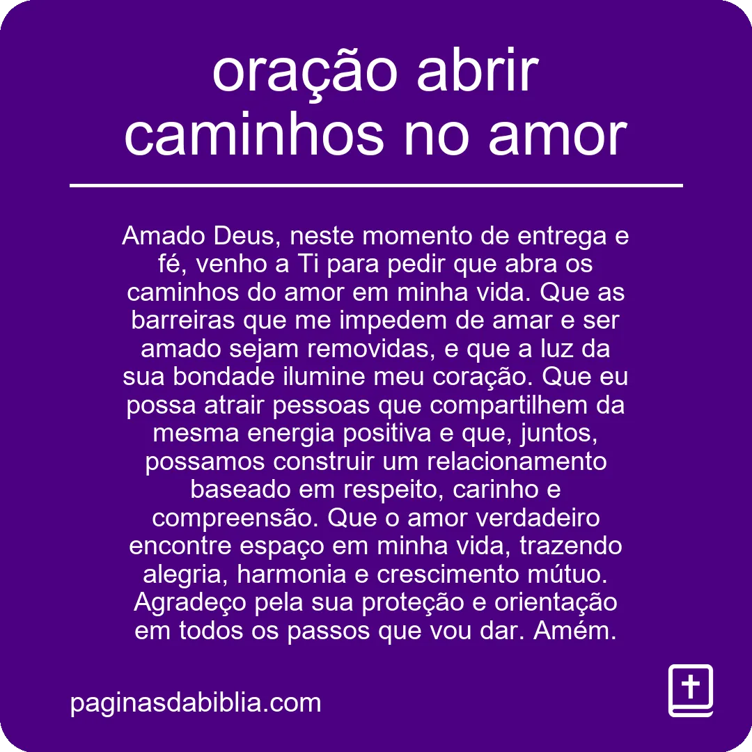 oração abrir caminhos no amor