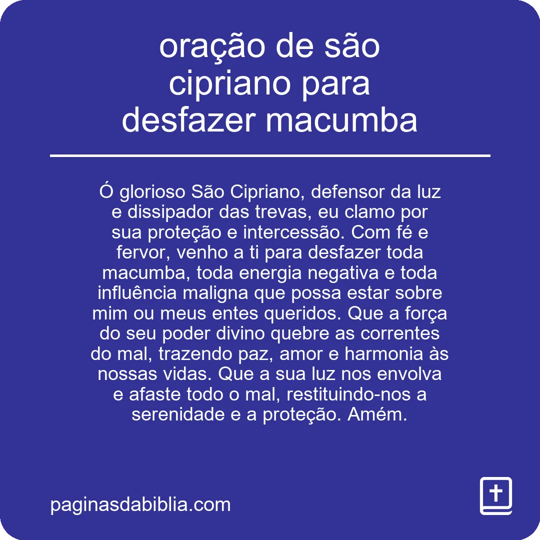 oração de são cipriano para desfazer macumba