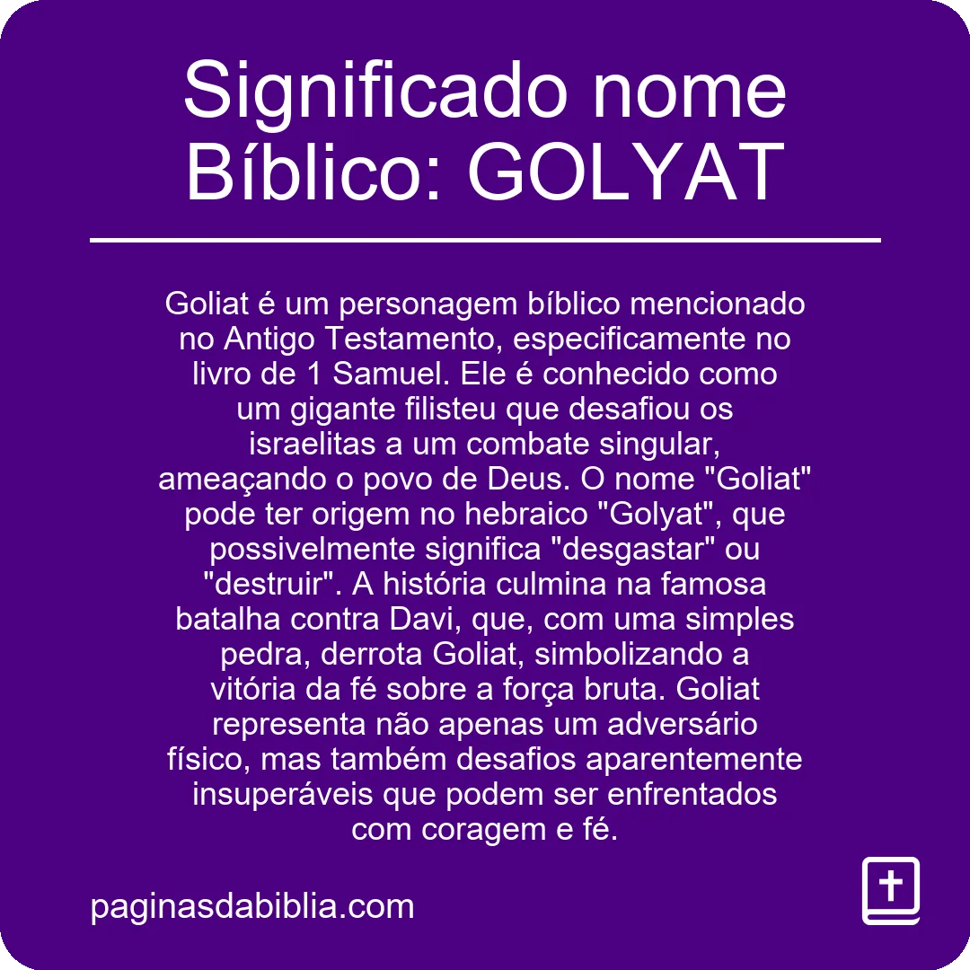 Significado nome Bíblico: GOLYAT