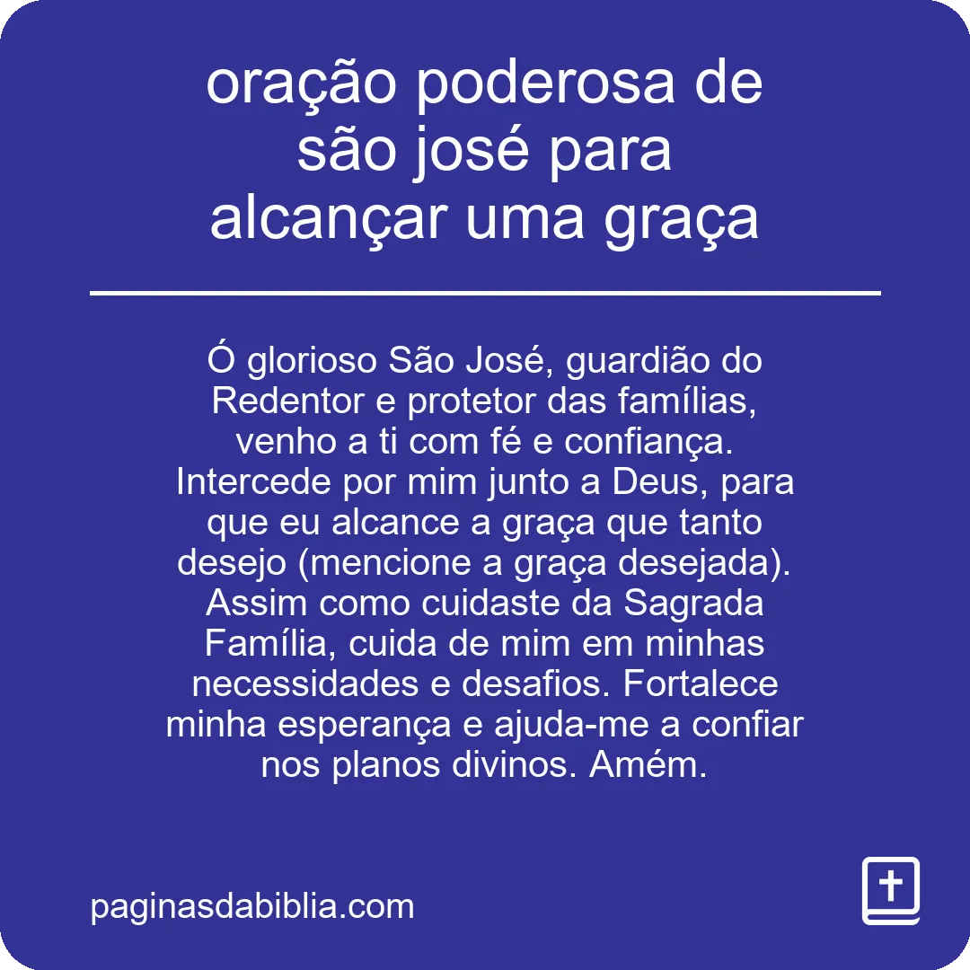 oração poderosa de são josé para alcançar uma graça