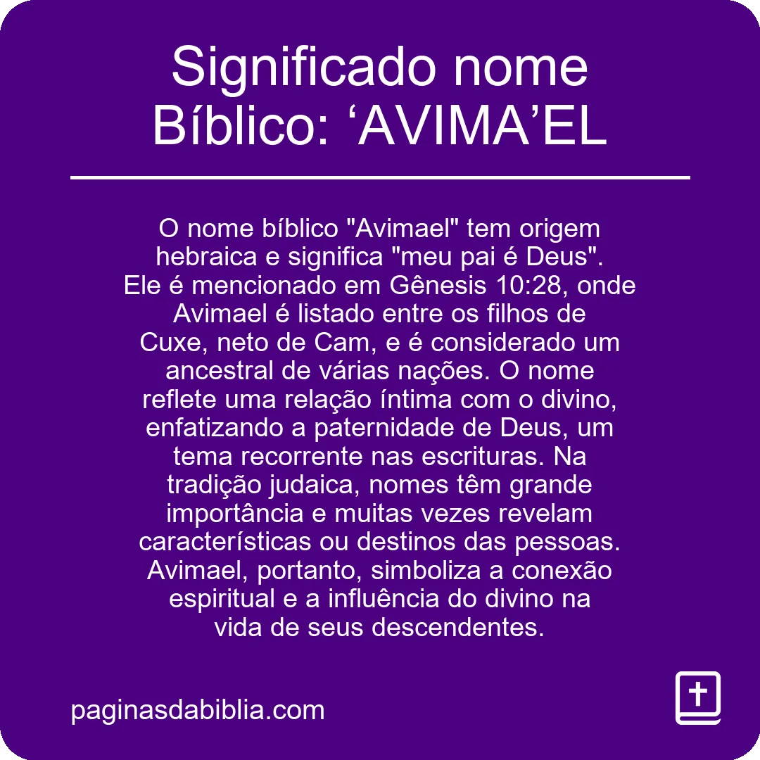 Significado nome Bíblico: ‘AVIMA’EL