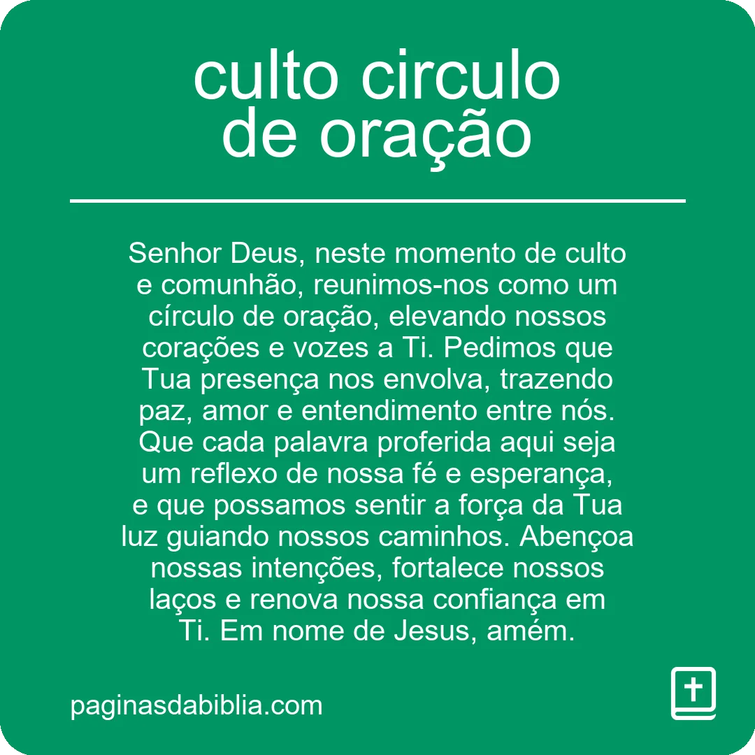 culto circulo de oração