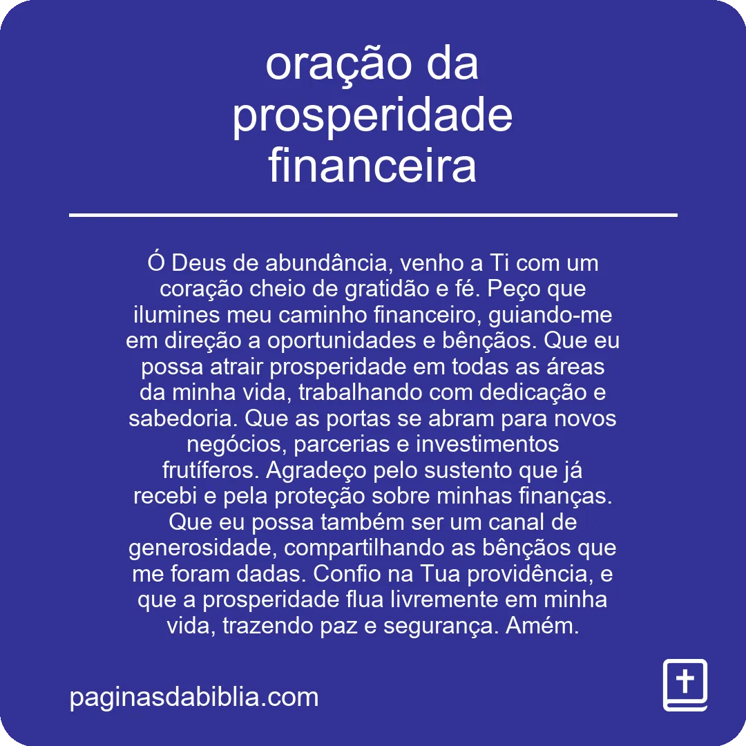 oração da prosperidade financeira