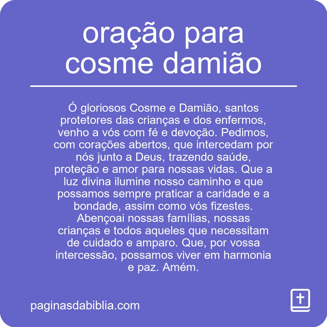 oração para cosme damião