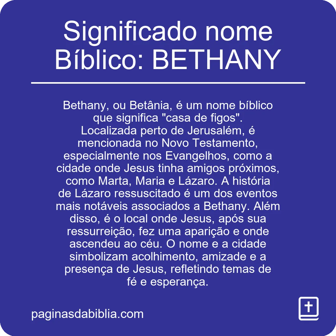 Significado nome Bíblico: BETHANY