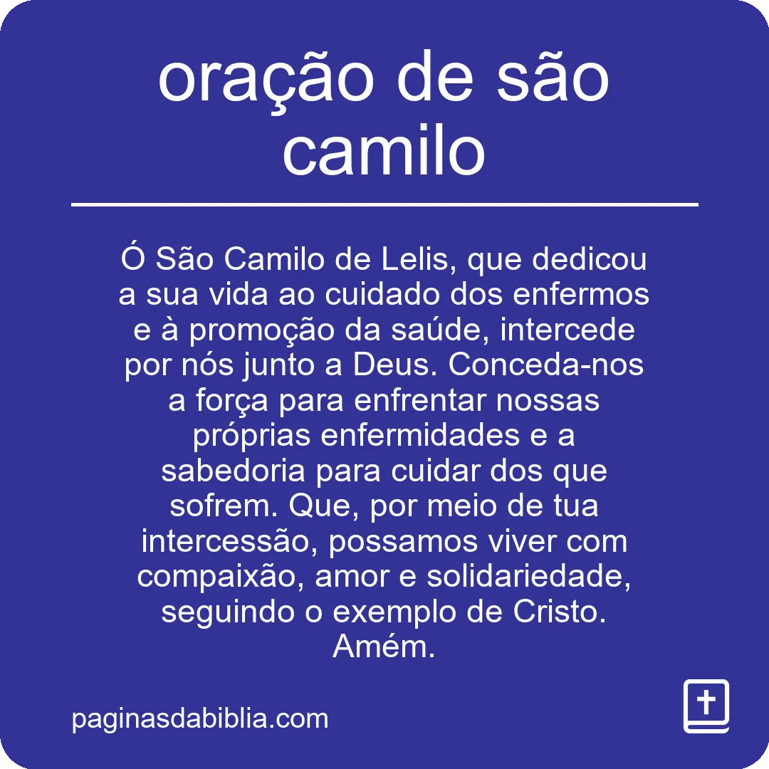 oração de são camilo