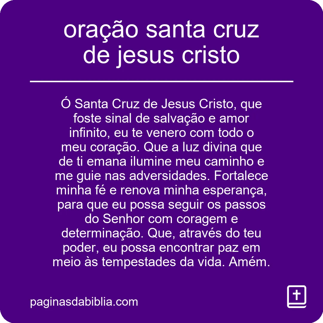 oração santa cruz de jesus cristo