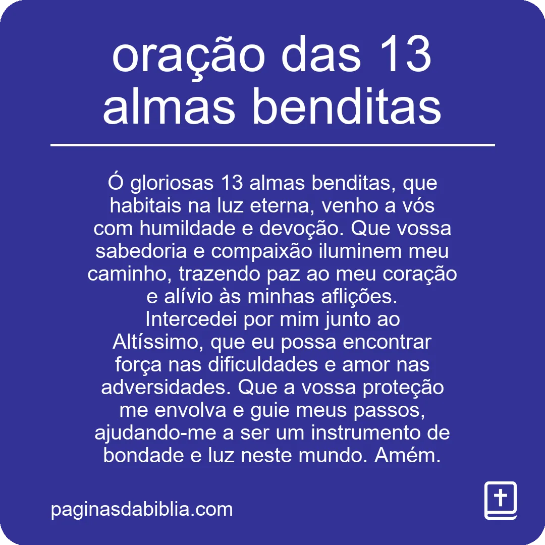 oração das 13 almas benditas