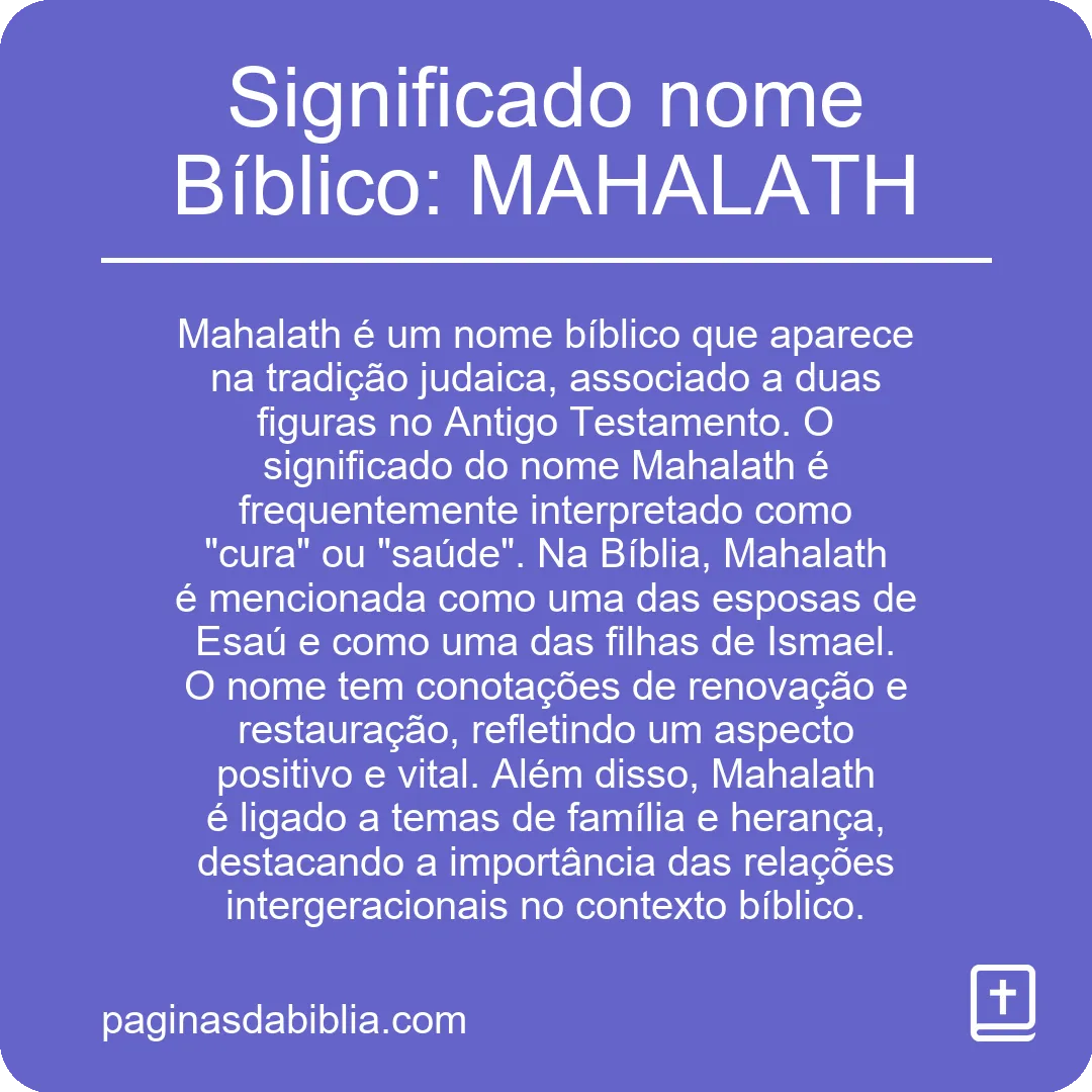 Significado nome Bíblico: MAHALATH