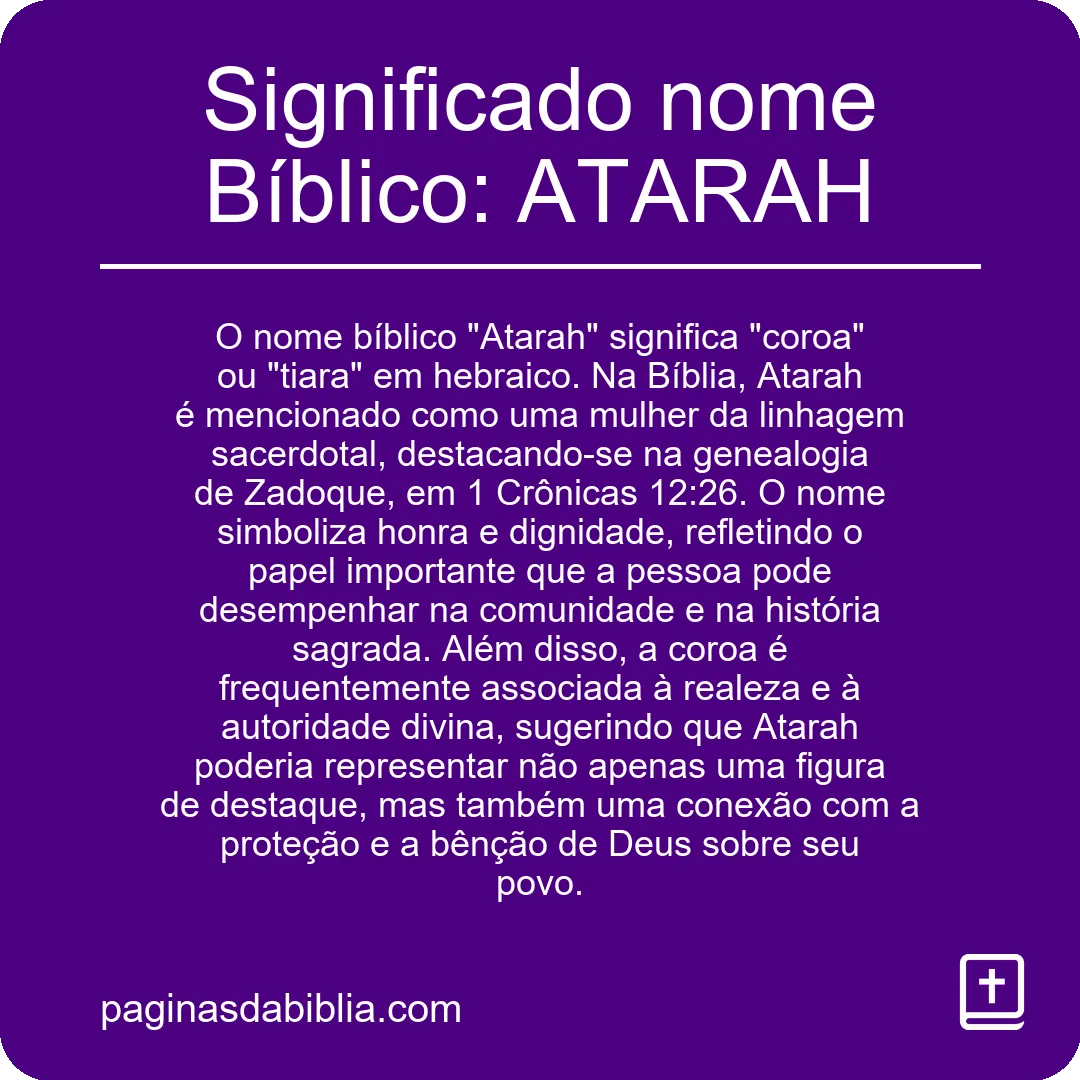 Significado nome Bíblico: ATARAH