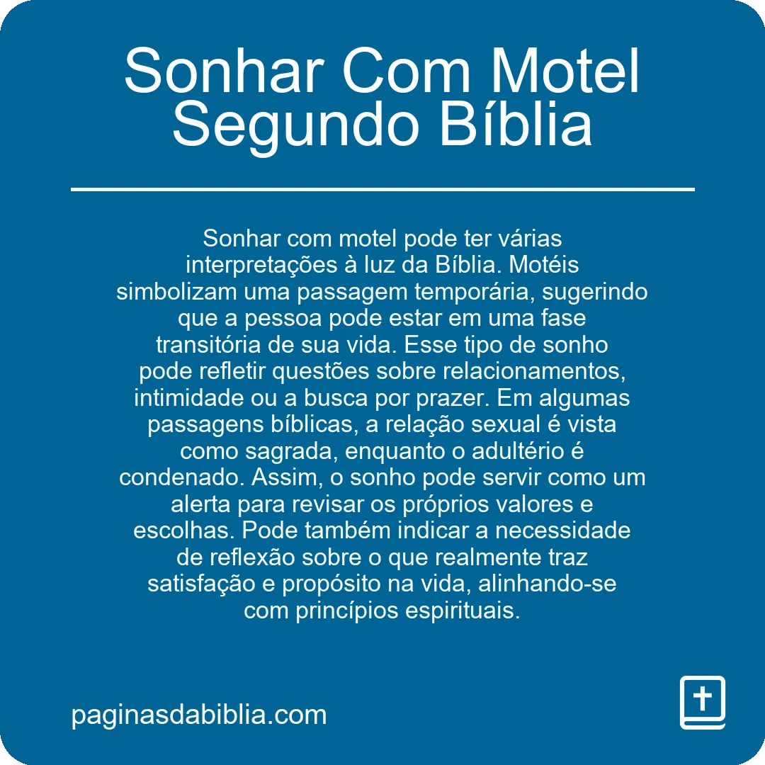 Sonhar Com Motel Segundo Bíblia