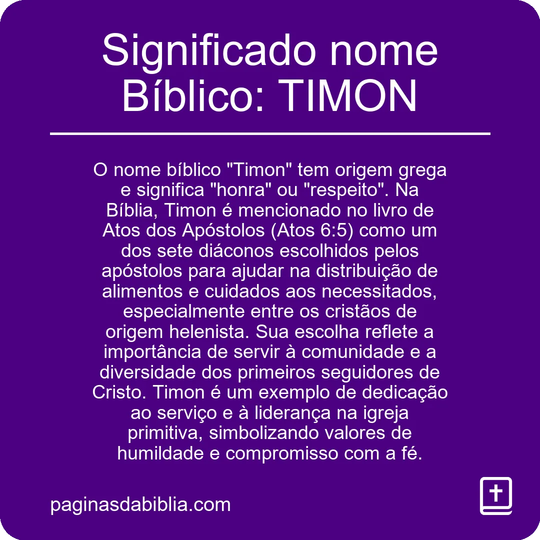 Significado nome Bíblico: TIMON