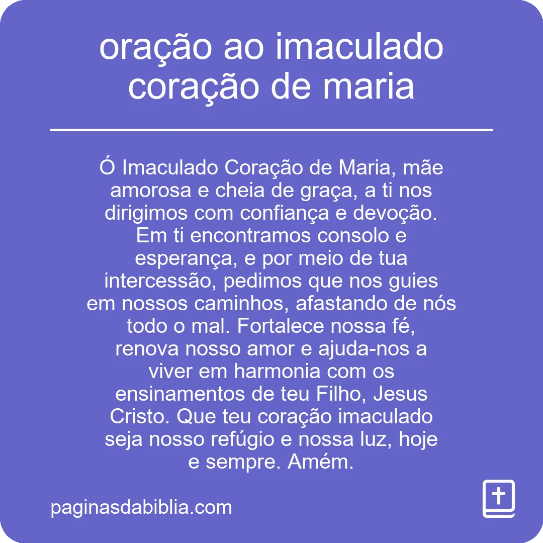 oração ao imaculado coração de maria