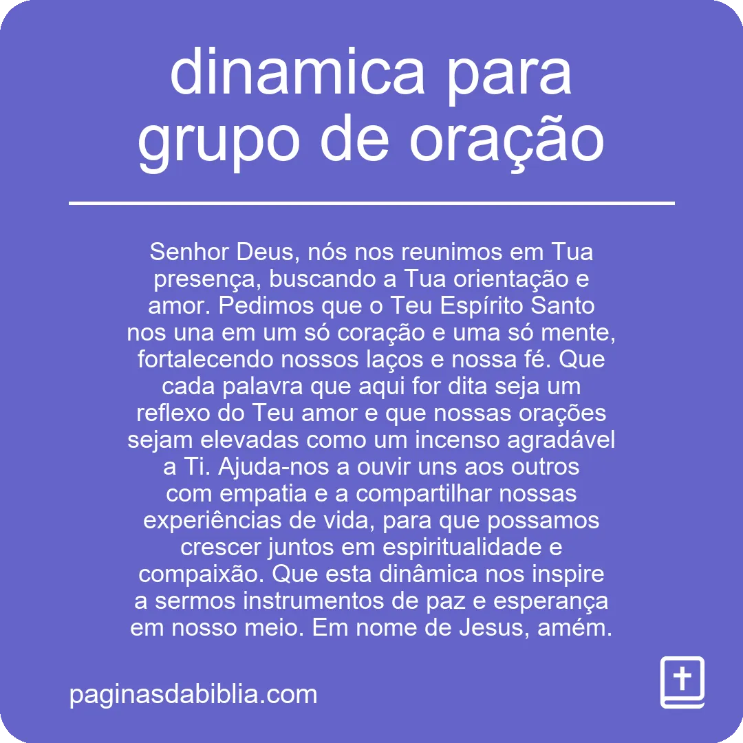 dinamica para grupo de oração