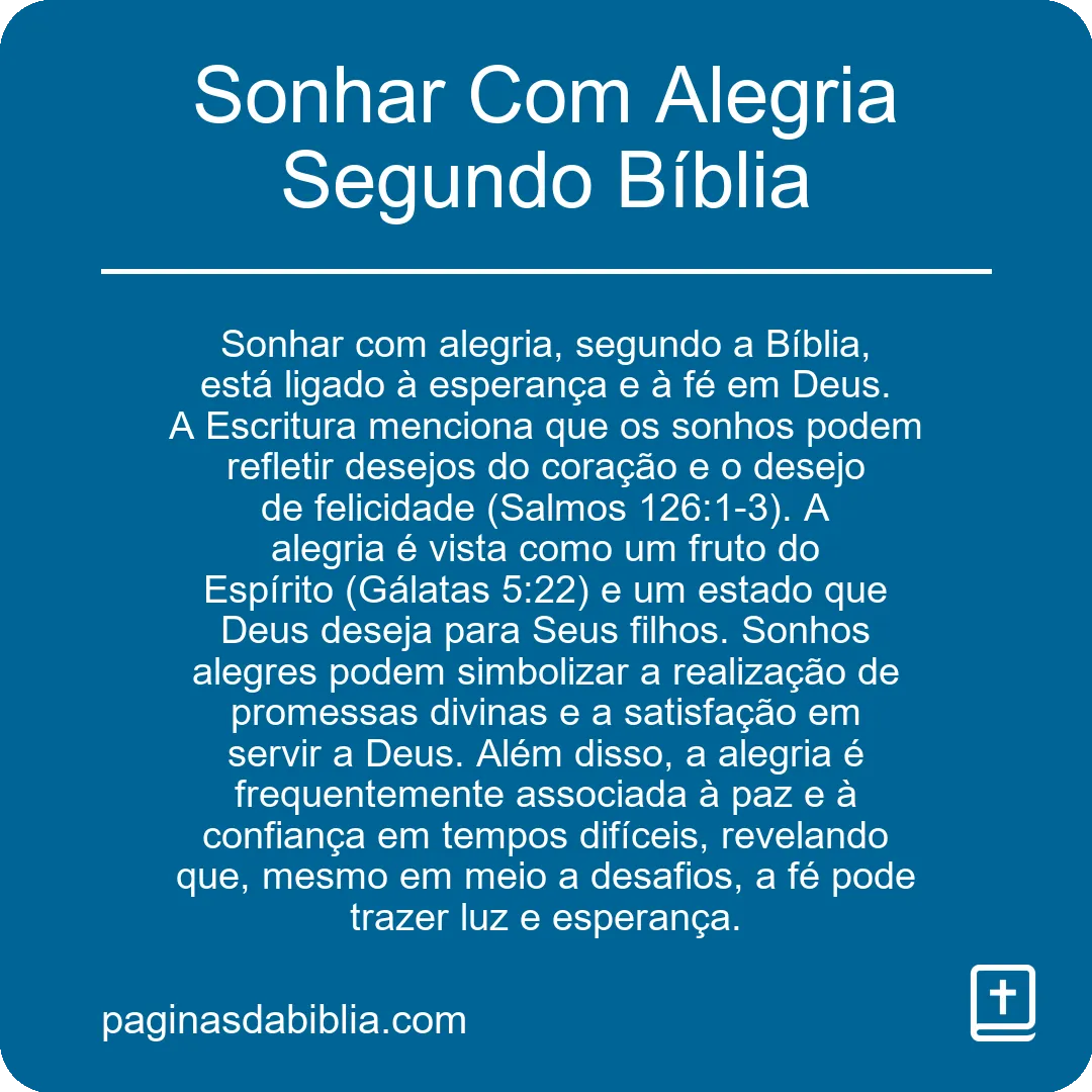 Sonhar Com Alegria Segundo Bíblia