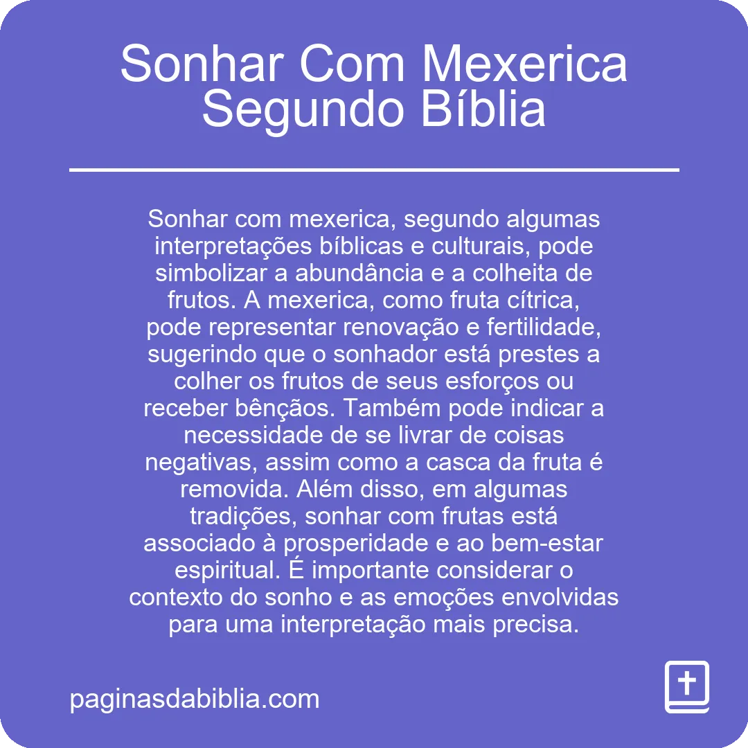 Sonhar Com Mexerica Segundo Bíblia