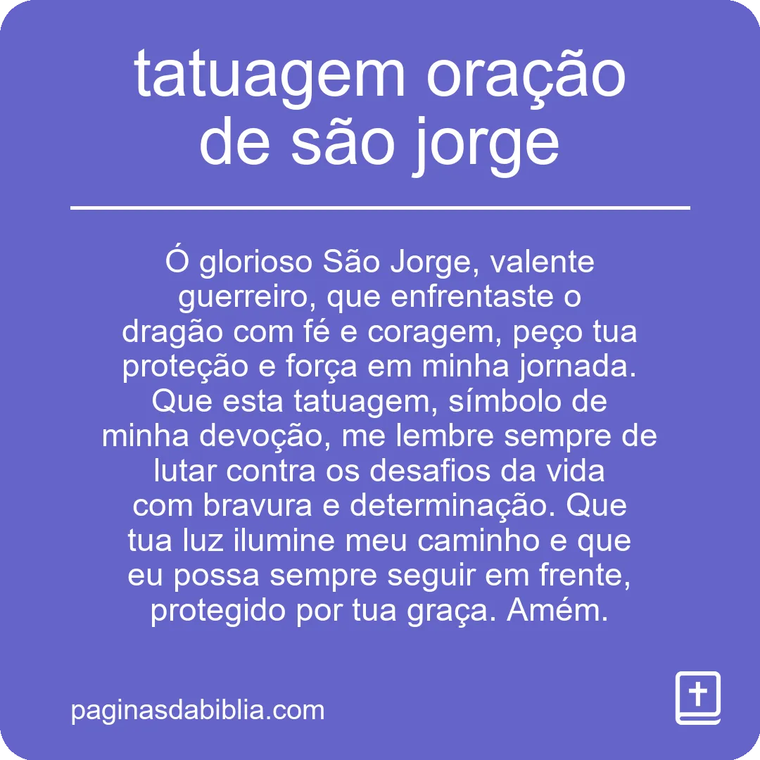 tatuagem oração de são jorge