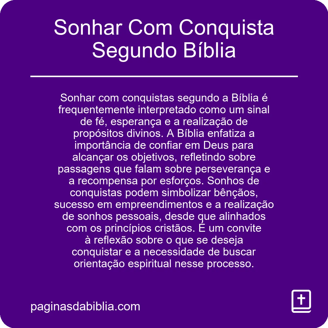 Sonhar Com Conquista Segundo Bíblia