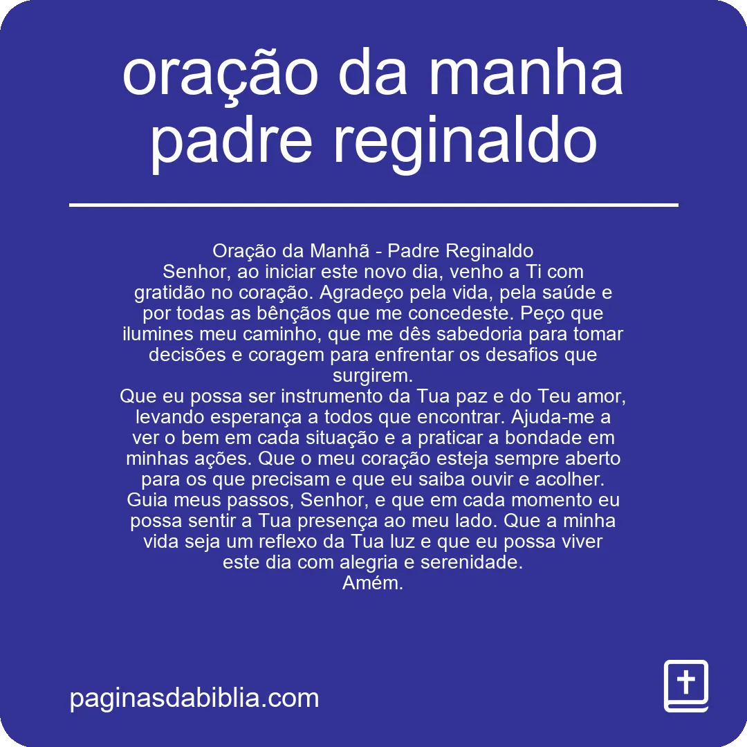 oração da manha padre reginaldo