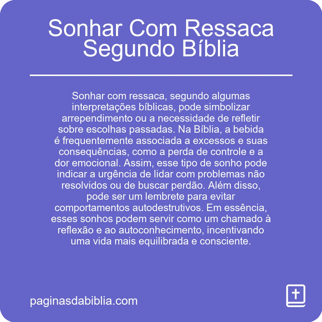 Sonhar Com Ressaca Segundo Bíblia