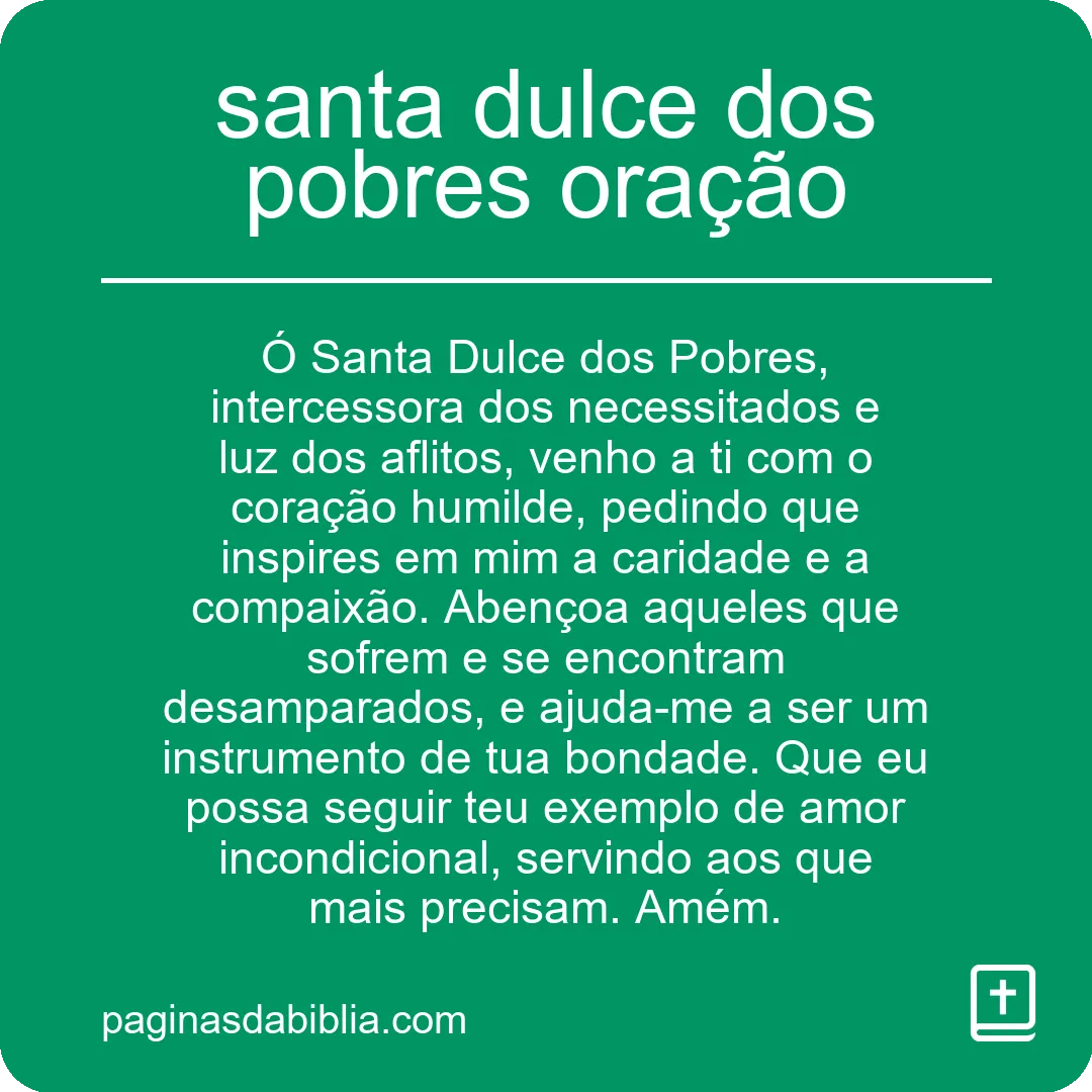 santa dulce dos pobres oração