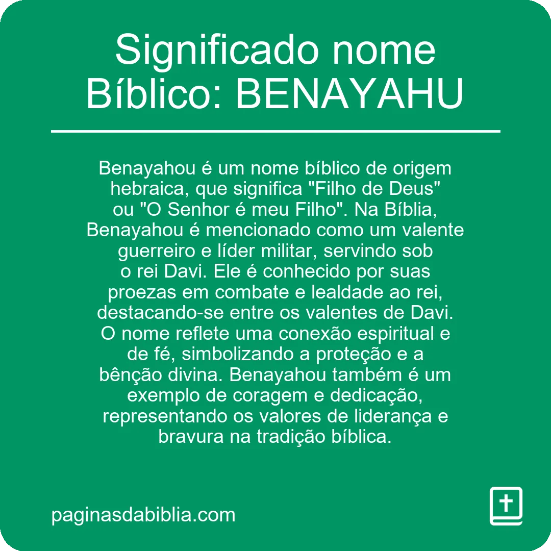 Significado nome Bíblico: BENAYAHU