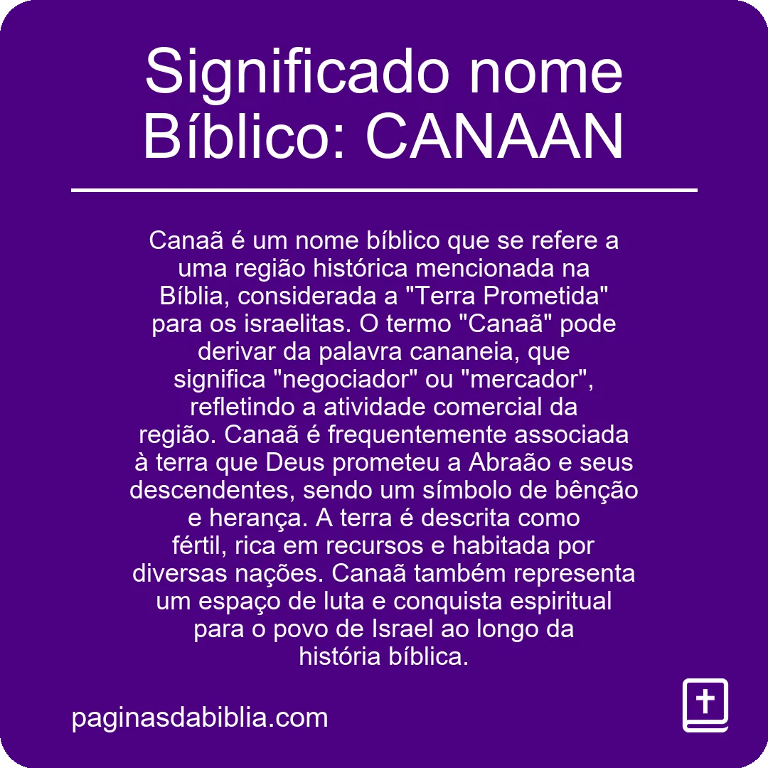 Significado nome Bíblico: CANAAN