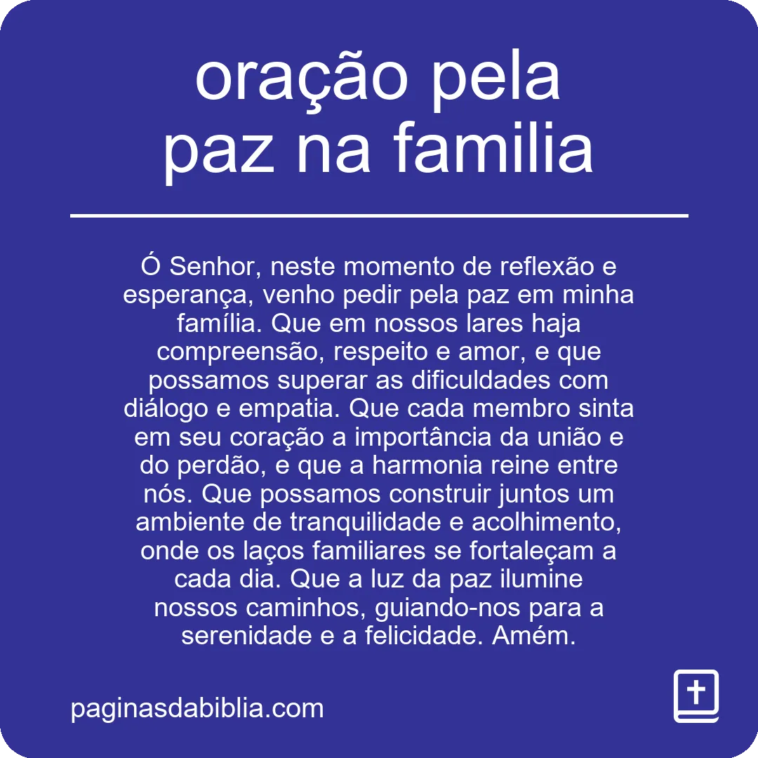 oração pela paz na familia