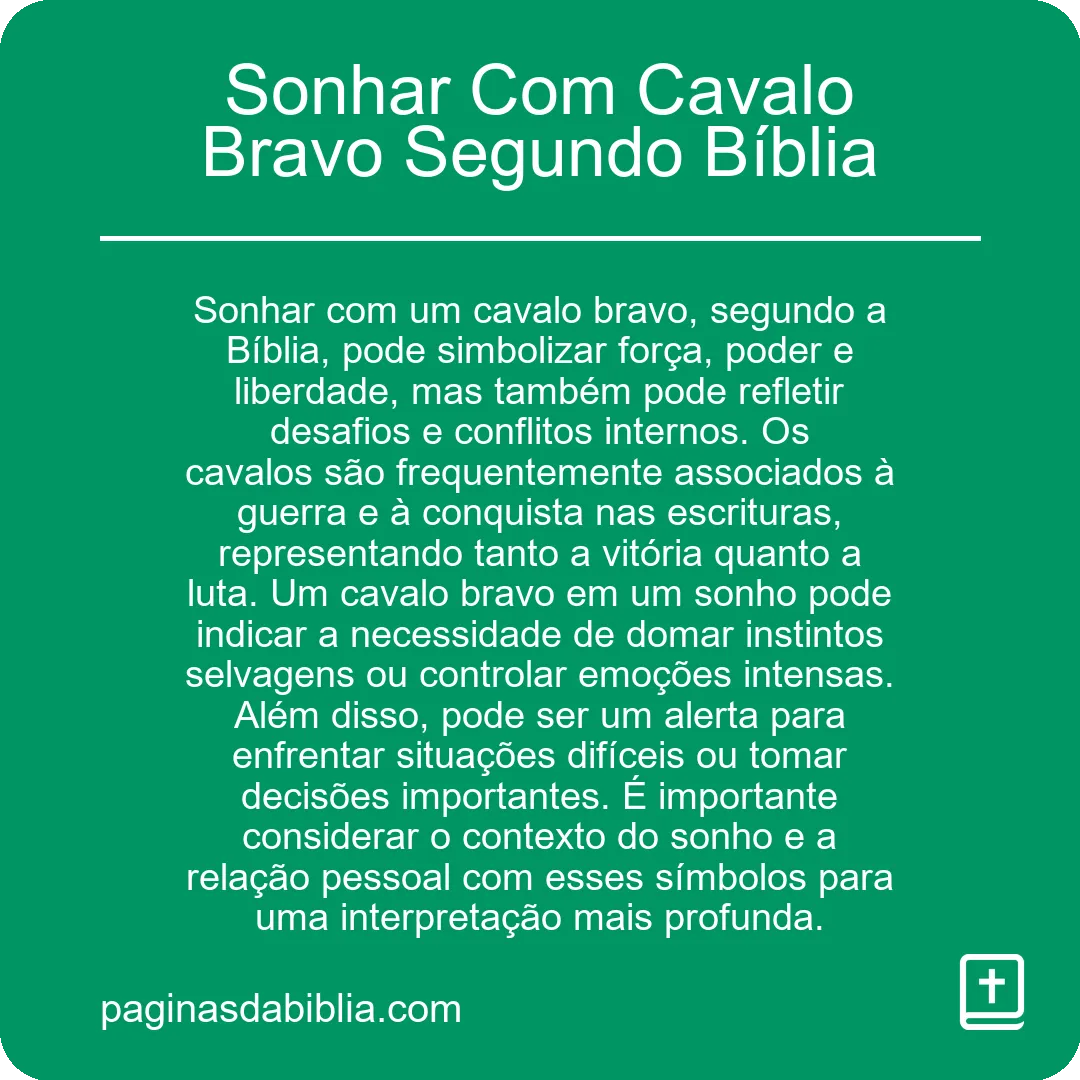 Sonhar Com Cavalo Bravo Segundo Bíblia