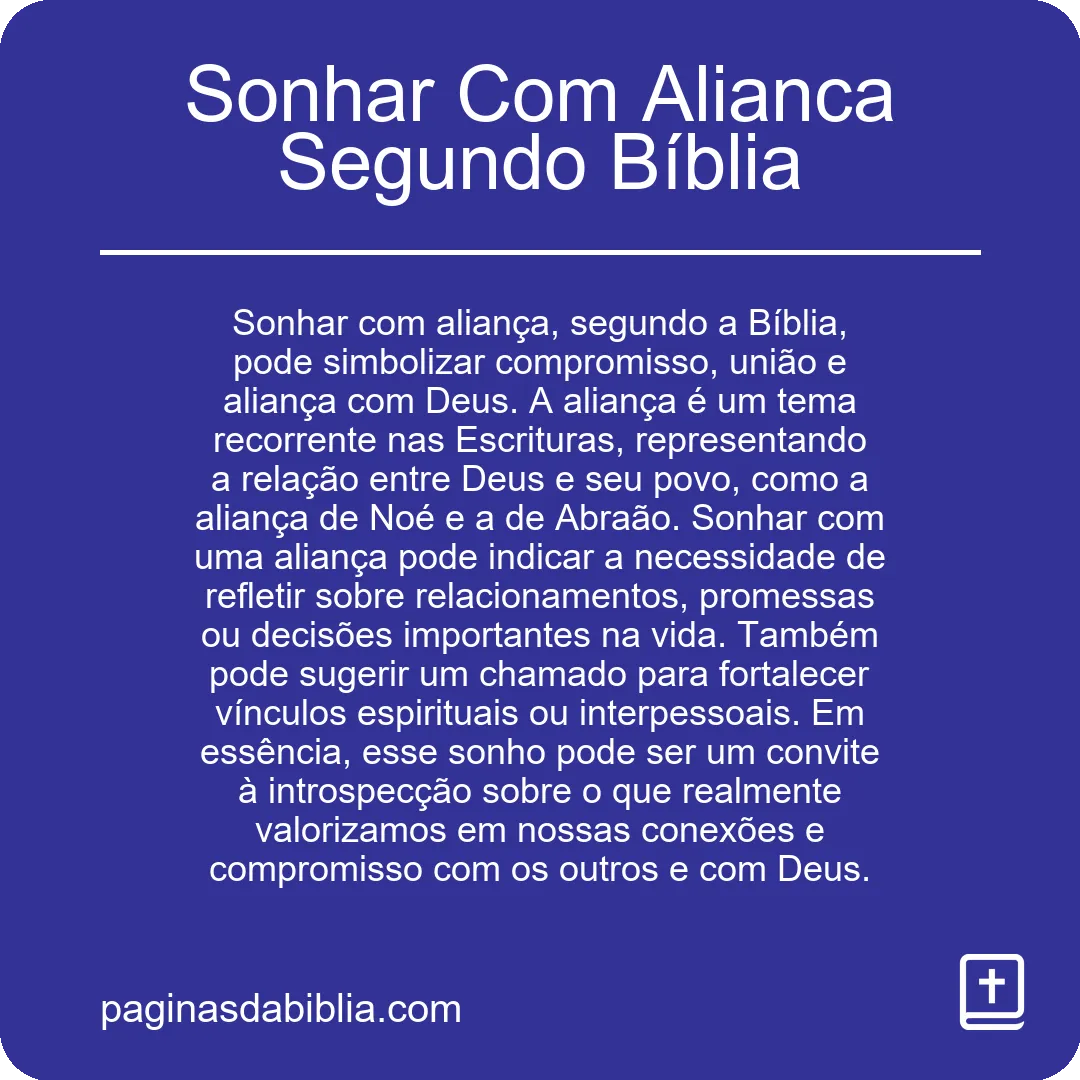 Sonhar Com Alianca Segundo Bíblia