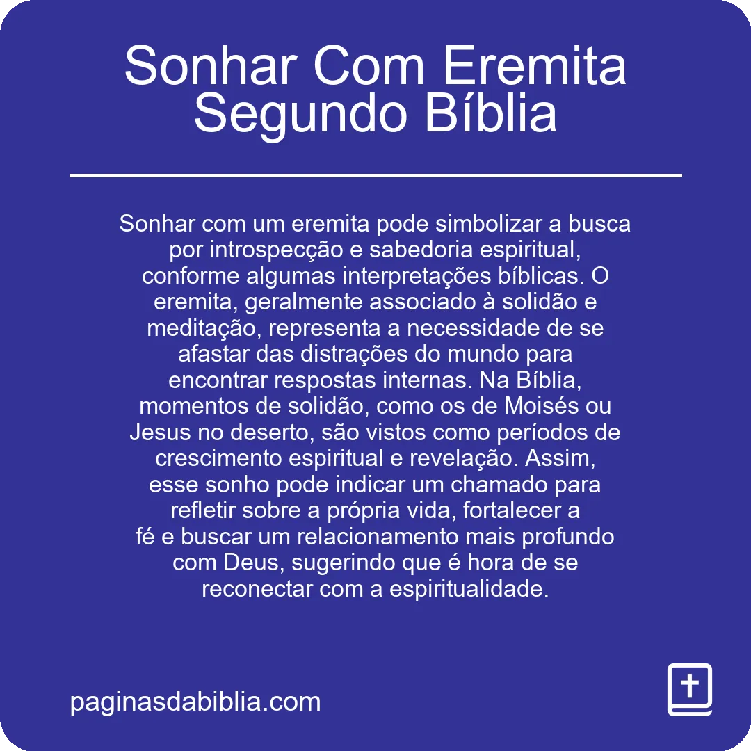 Sonhar Com Eremita Segundo Bíblia