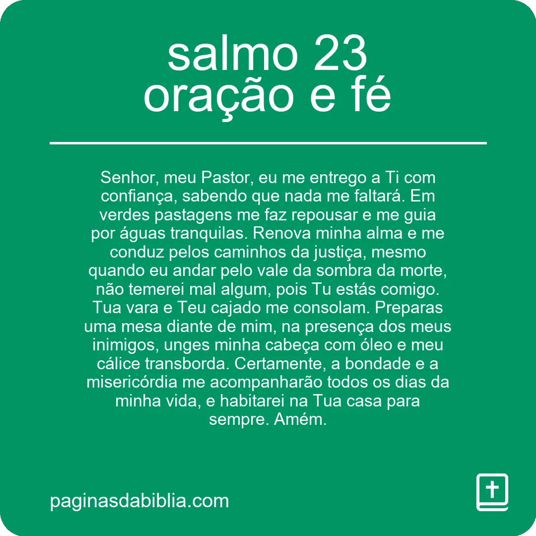 salmo 23 oração e fé