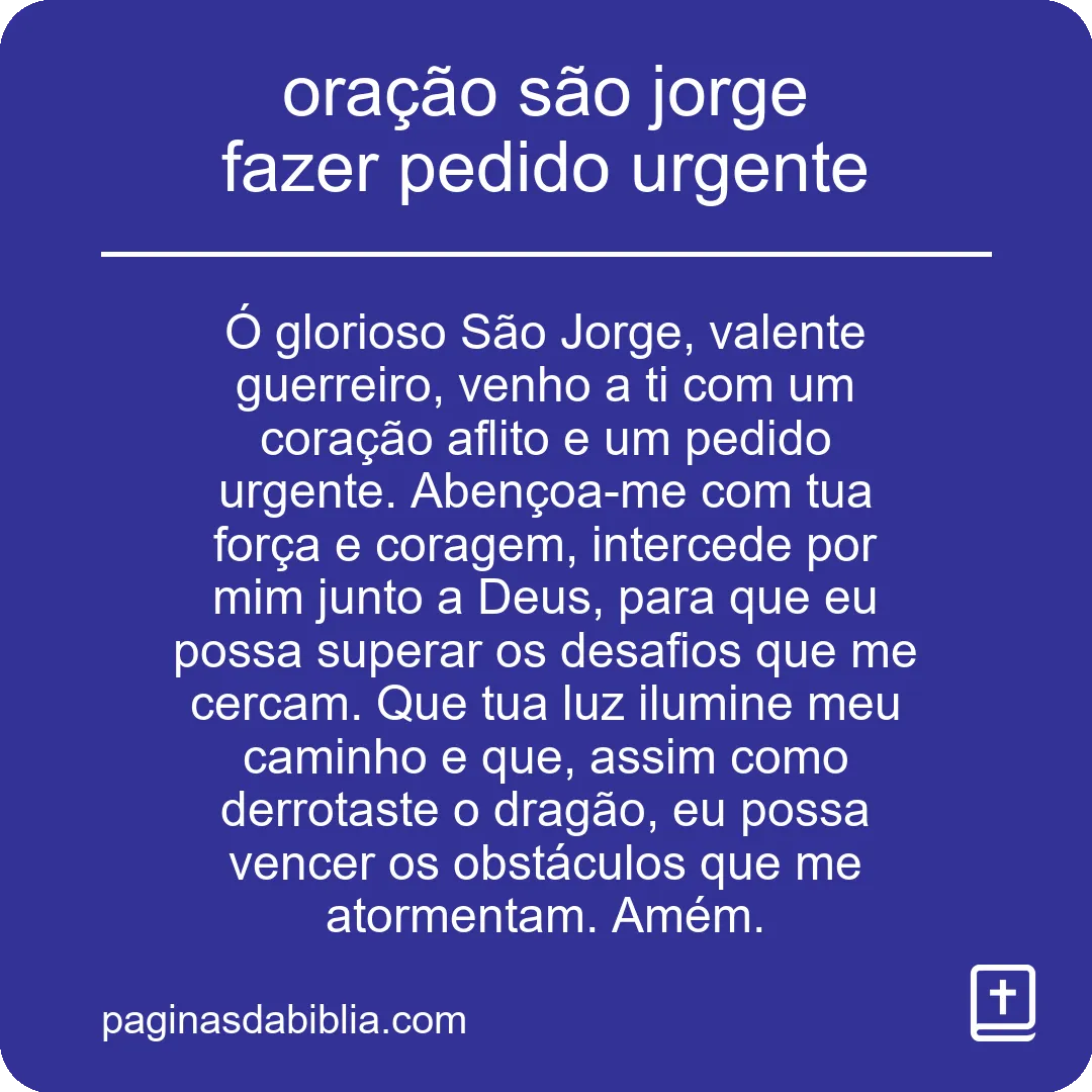 oração são jorge fazer pedido urgente