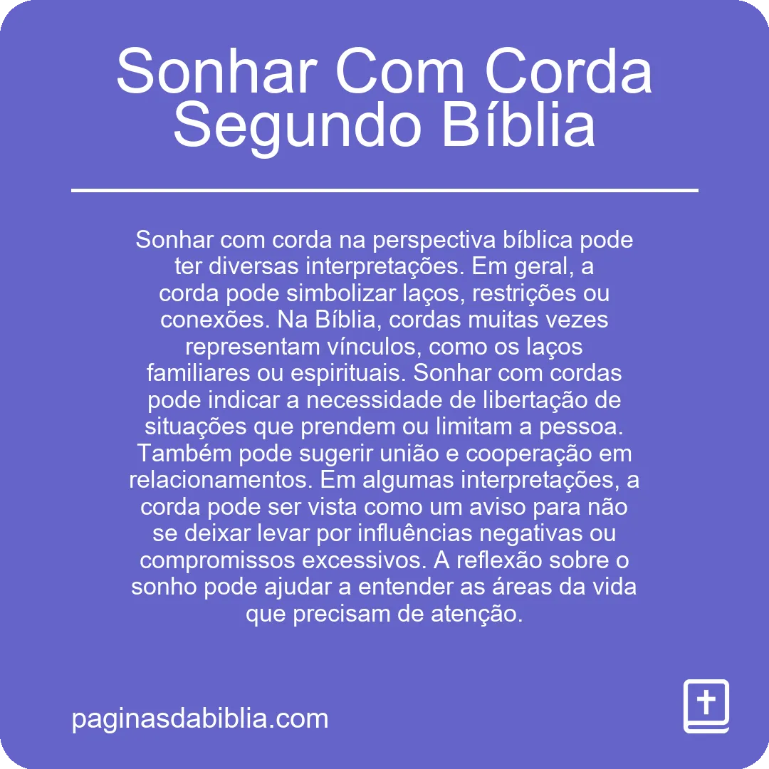 Sonhar Com Corda Segundo Bíblia