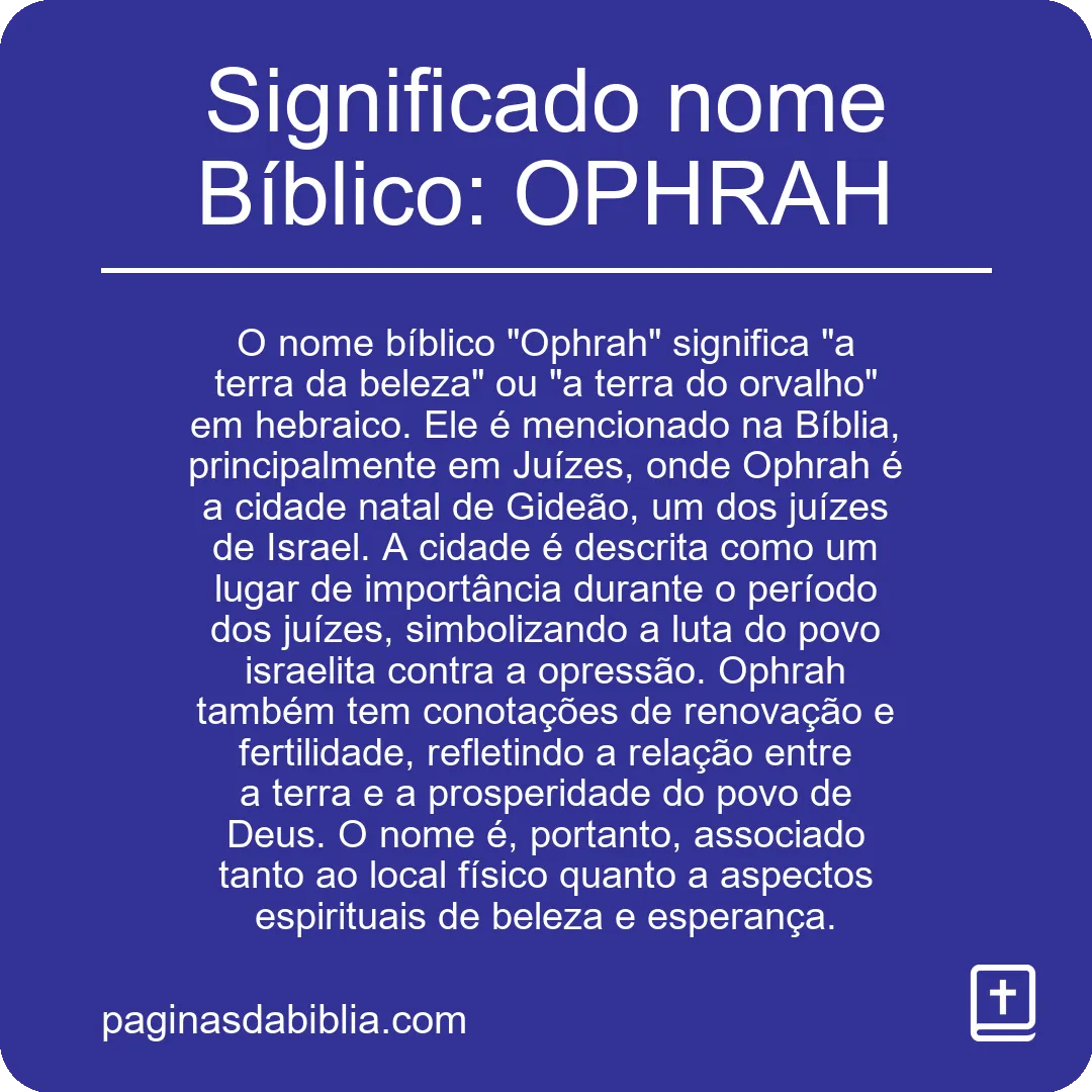 Significado nome Bíblico: OPHRAH