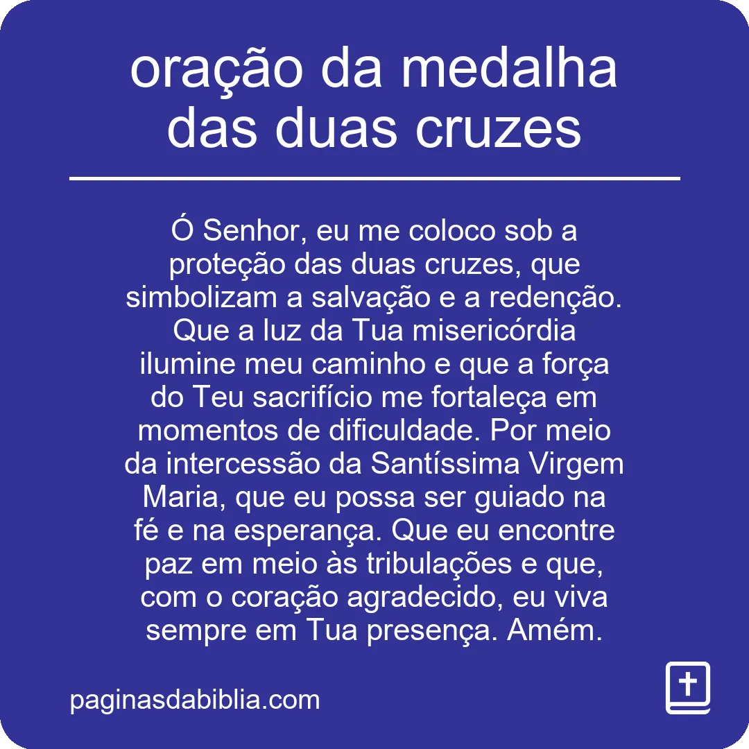 oração da medalha das duas cruzes