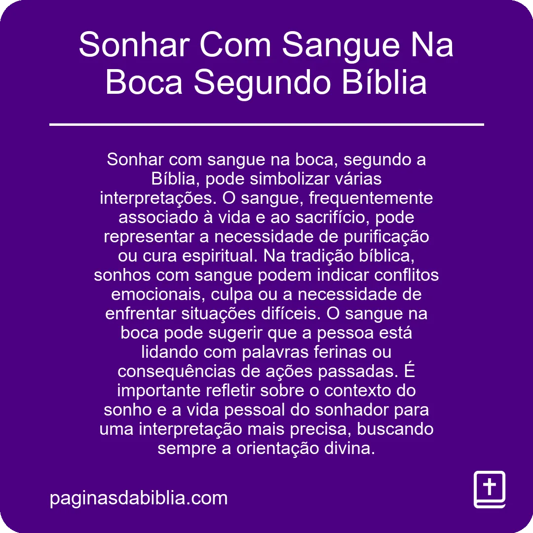 Sonhar Com Sangue Na Boca Segundo Bíblia