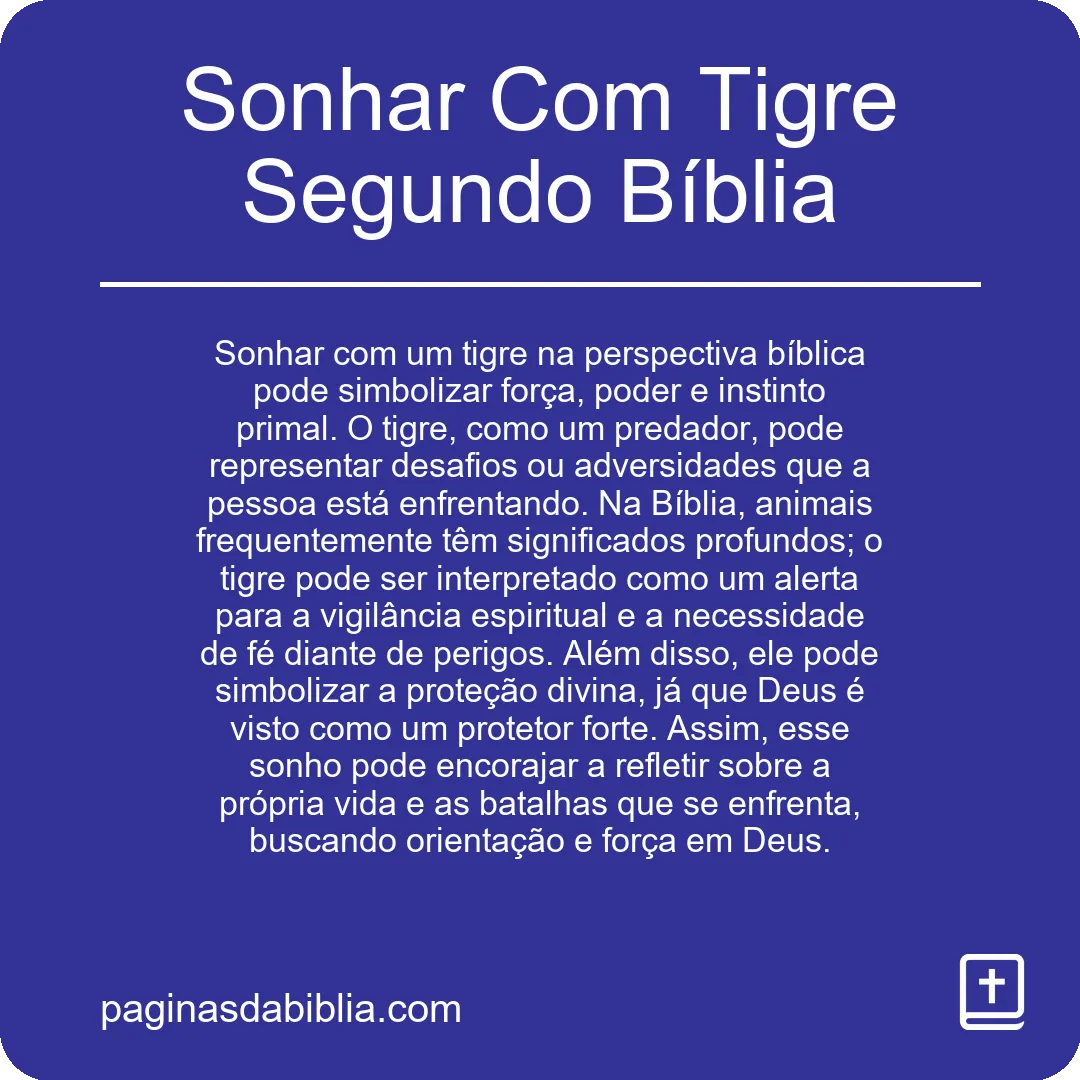 Sonhar Com Tigre Segundo Bíblia