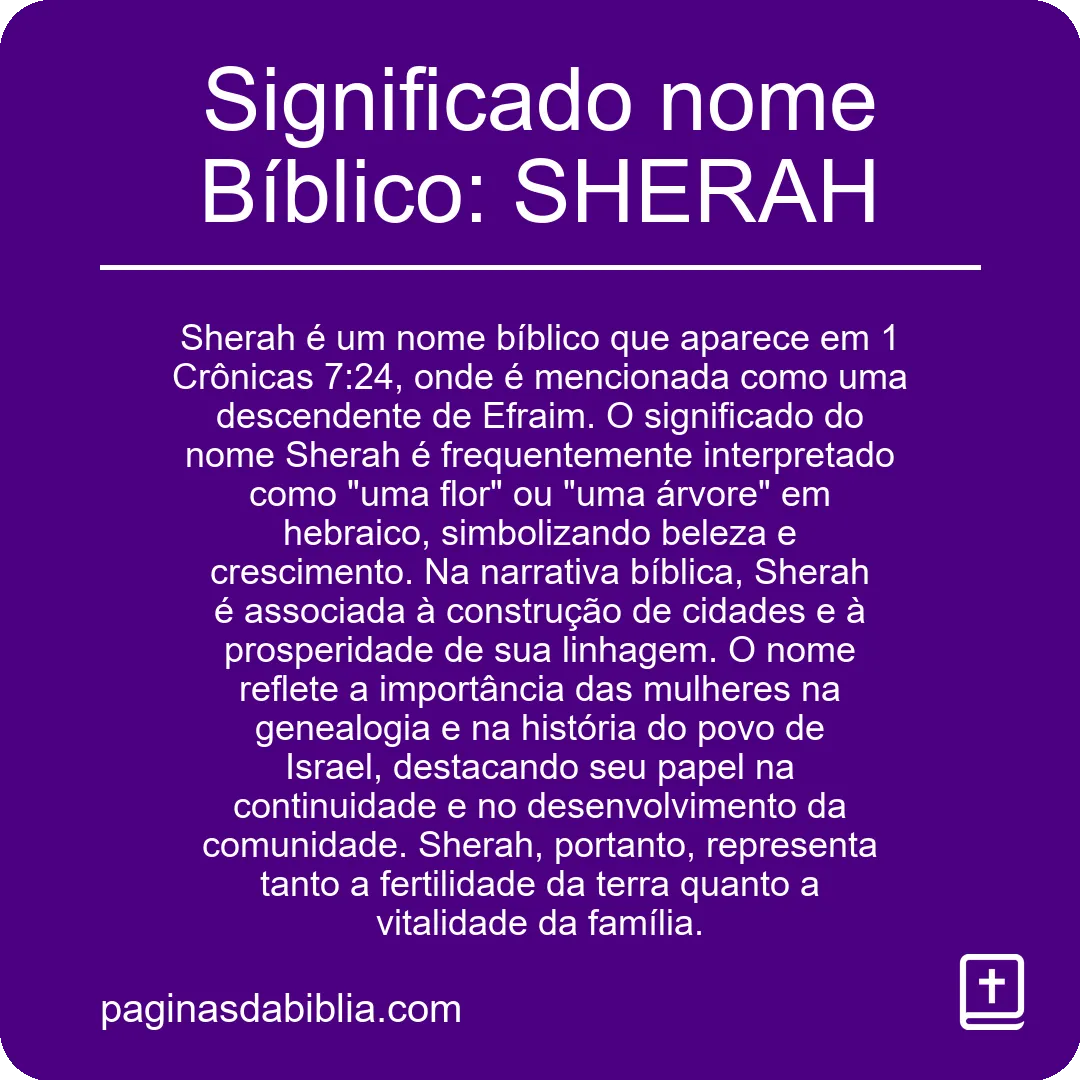 Significado nome Bíblico: SHERAH