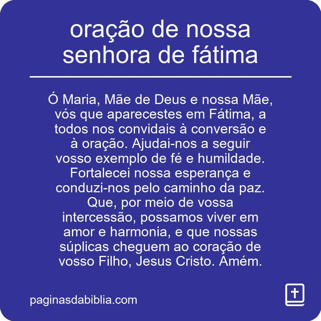 oração de nossa senhora de fátima