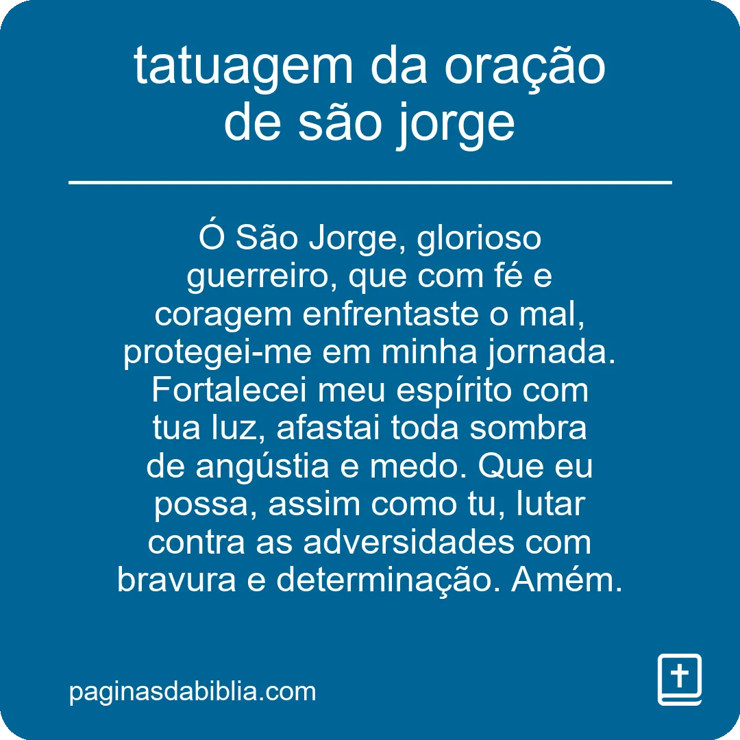 tatuagem da oração de são jorge