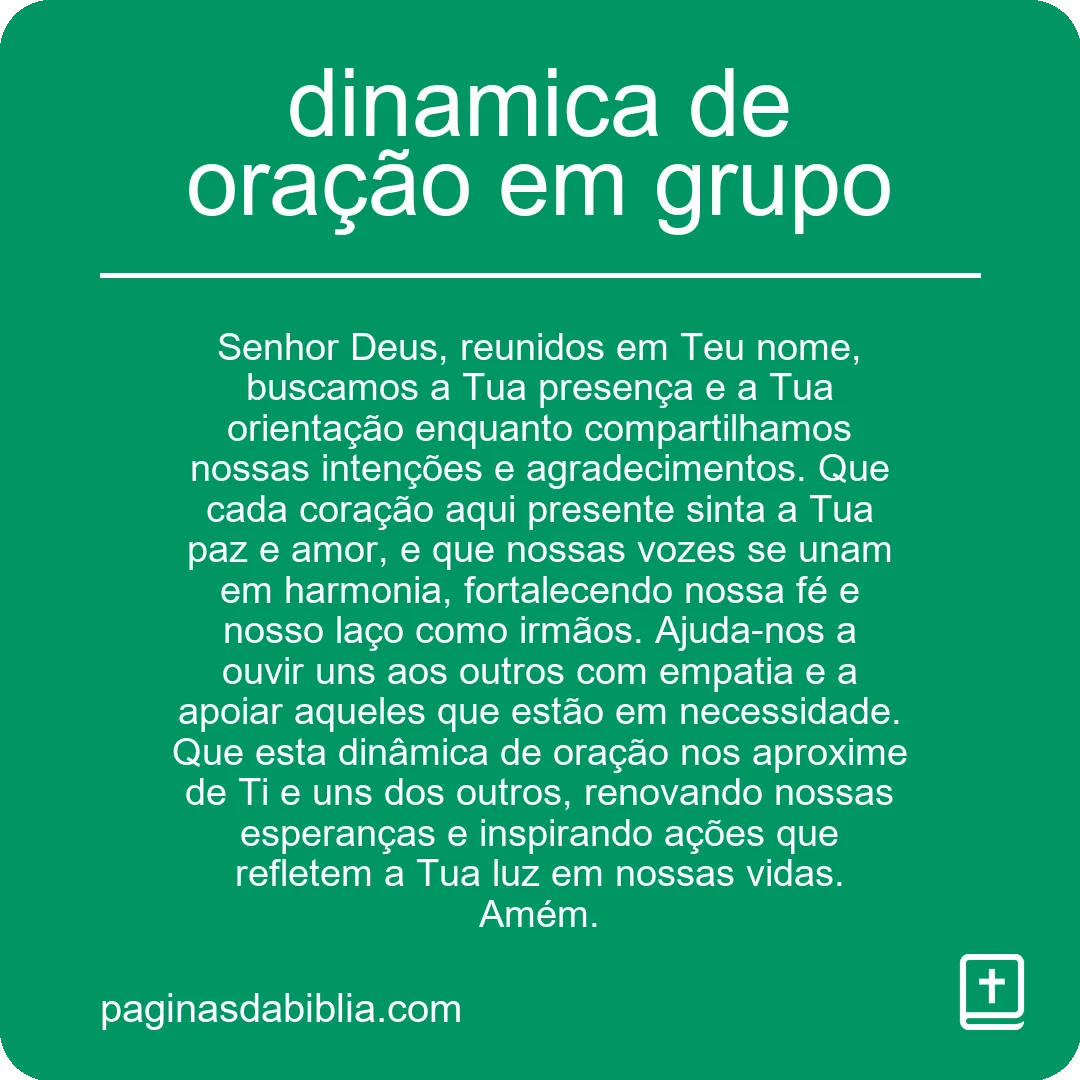 dinamica de oração em grupo