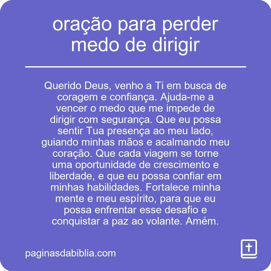 oração para perder medo de dirigir