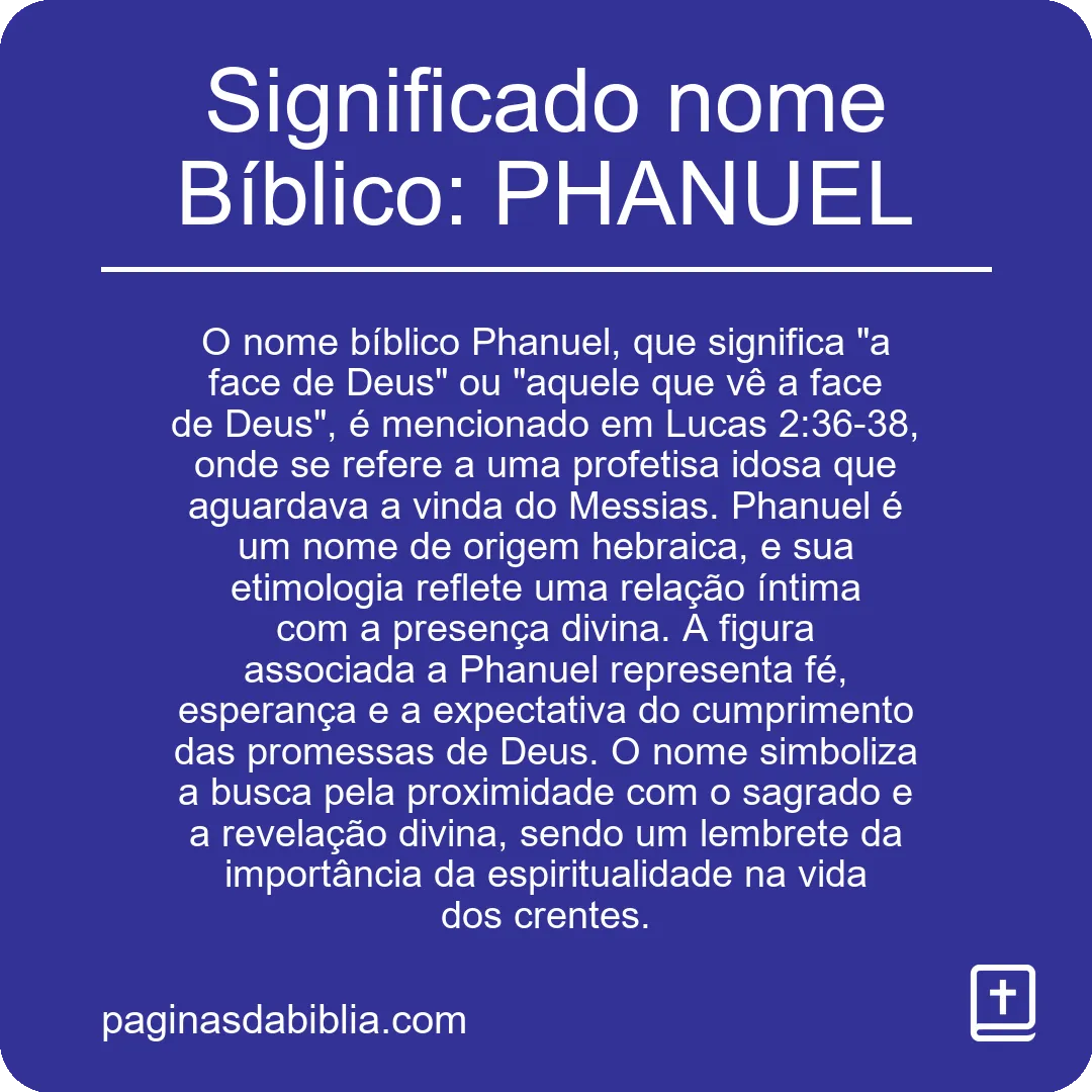 Significado nome Bíblico: PHANUEL