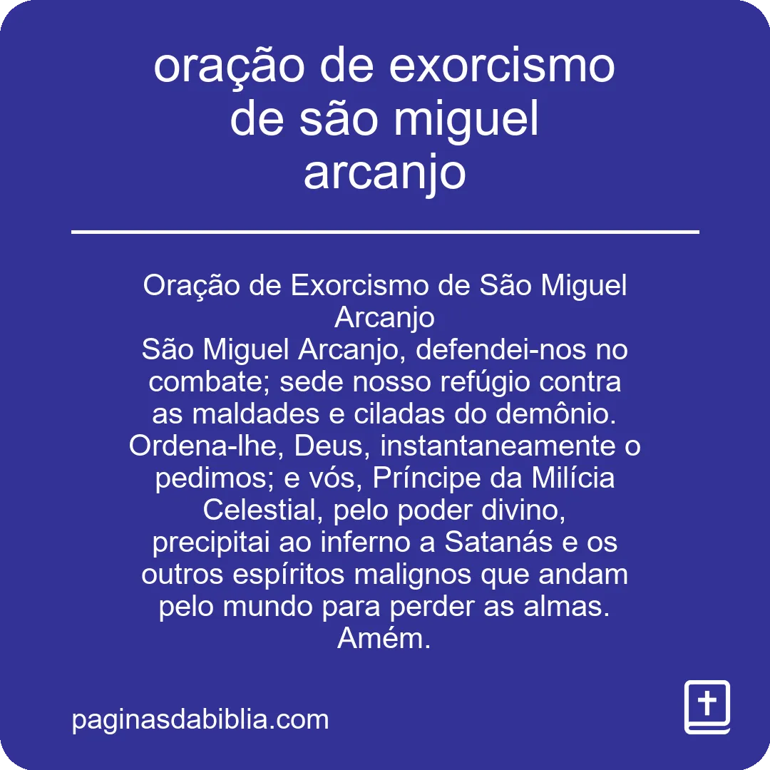 oração de exorcismo de são miguel arcanjo