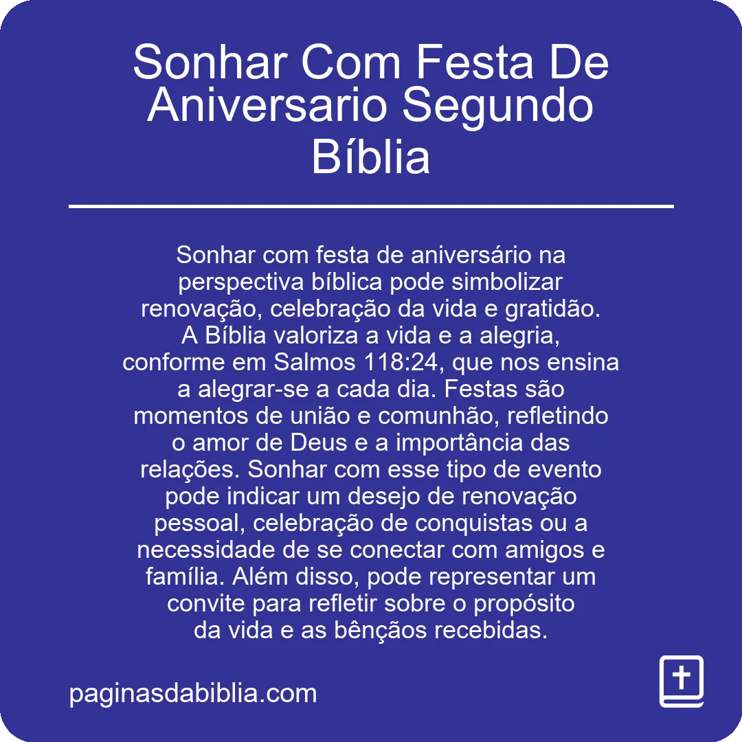 Sonhar Com Festa De Aniversario Segundo Bíblia