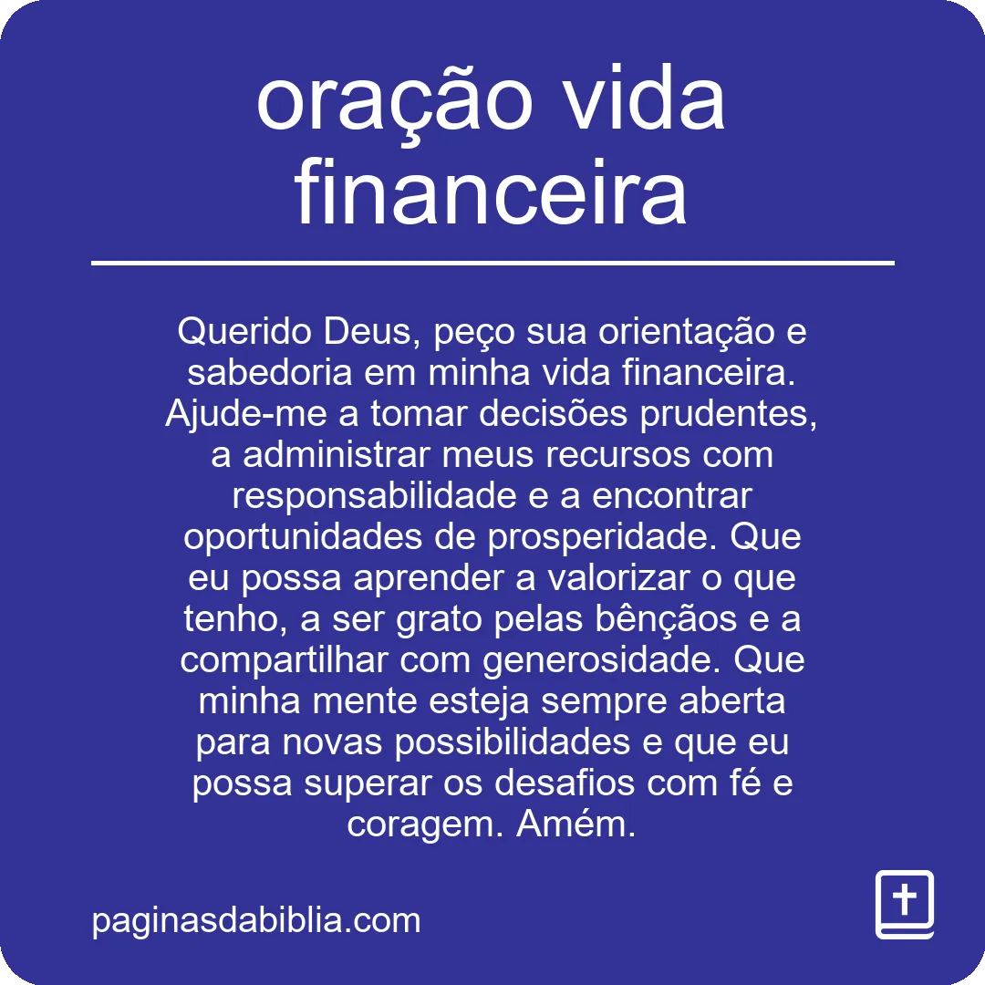 oração vida financeira